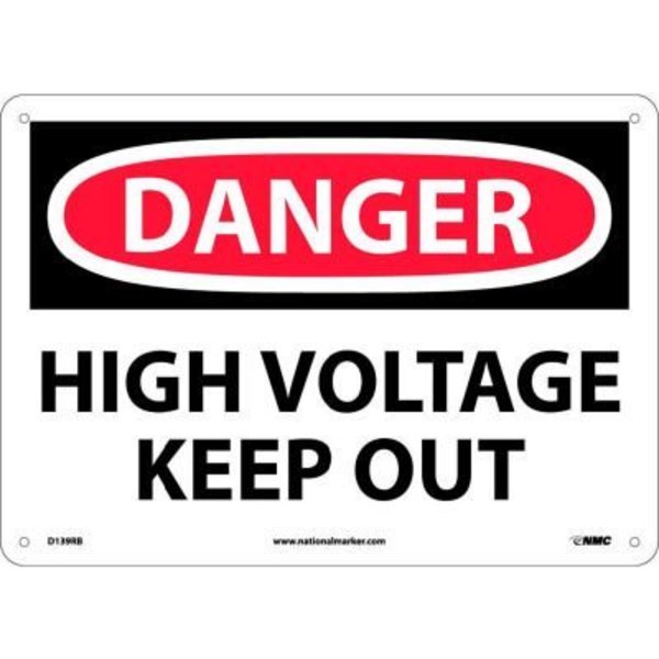 Nmc Safety Signs - Danger High Voltage Keep Out - Rigid Plastic 10"H X 14"W D139RB